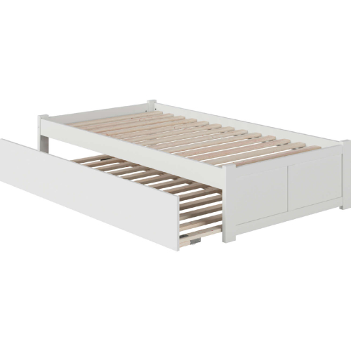 Concord Twin XL Bed with Footboard & Twin Extra Long Trundle in White