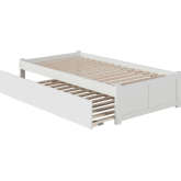 Urban Concord Twin Bed w/ Flat Panel Footboard w/ Trundle in White
