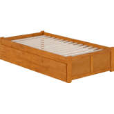 Concord Twin Platform Bed with Footboard & Twin Trundle in Light Toffee Finish Wood