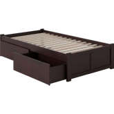 Urban Concord Twin Bed w/ Flat Panel Footboard & 2 Urban Bed Drawers in Espresso