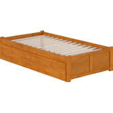 Concord Twin Platform Bed with Footboard & 2 Drawers in Light Toffee Finish Wood
