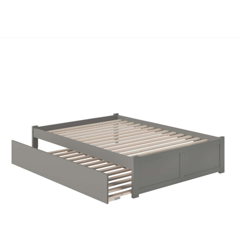 Concord Full Platform Bed with Flat Footboard, Turbo Charger & Twin Urban Trundle in Grey