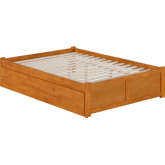 Concord Full Platform Bed with Footboard & Twin Trundle in Light Toffee Finish Wood