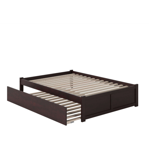 Concord Full Platform Bed with Flat Panel Foot Board & Full Urban Trundle in Espresso