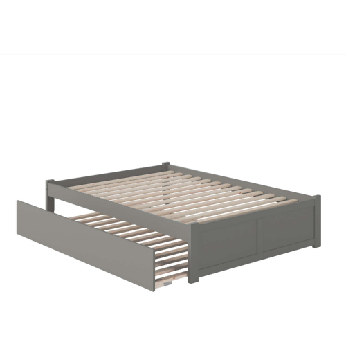 Concord Full Platform Bed with Flat Panel Foot Board & Full Urban Trundle in Grey