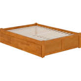 Concord Full Platform Bed with Footboard & Full Trundle in Light Toffee Finish Wood