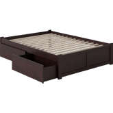 Urban Concord Full Bed w/ Flat Panel Footboard & 2 Urban Bed Drawers in Espresso