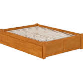 Concord Full Platform Bed with Footboard & 2 Drawers in Light Toffee Finish Wood