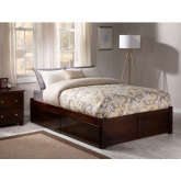 Urban Concord Queen Bed w/ a Flat Panel Footboard & 2 Urban Bed Drawers in Antique Walnut