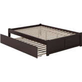 Concord King Platform Bed with Footboard & Twin XL Trundle in Espresso Finish Wood