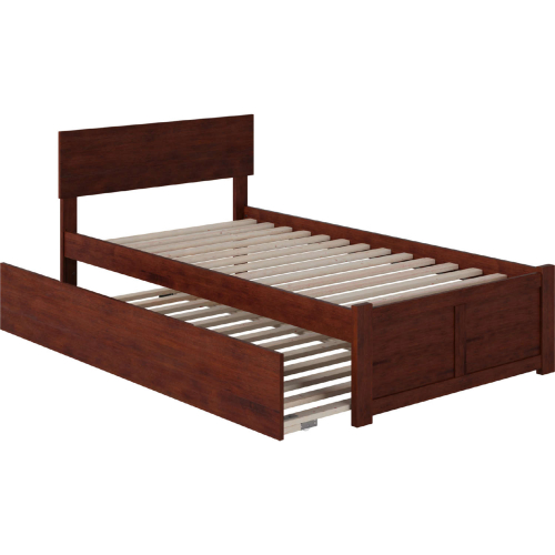 Orlando Twin Extra Long Bed with Footboard & Twin Extra Long Trundle in Walnut