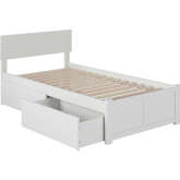 Orlando Twin XL Bed with Flat Panel Footboard & 2 Urban Bed Drawers in White