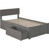 Orlando Twin XL Platform Bed with Flat Footboard & 2 Urban Drawers in Atlantic Grey