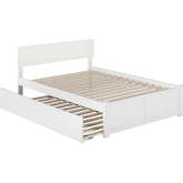Orlando Full Bed with Flat Panel Footboard & Urban Trundle in White