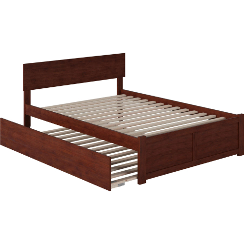 Orlando Full Platform Bed with Flat Panel Foot Board & Full Urban Trundle in Walnut