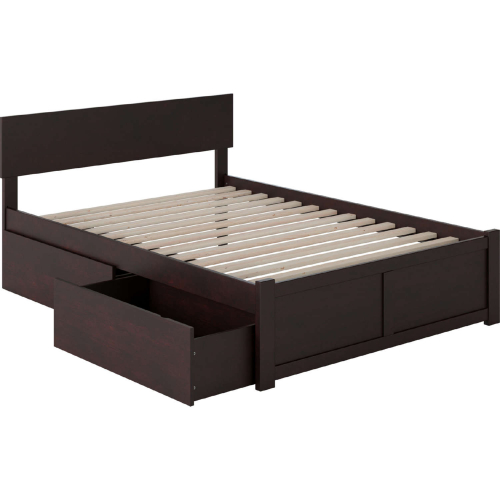 Orlando Full Bed with Flat Panel Footboard & 2 Urban Bed Drawers in Espresso