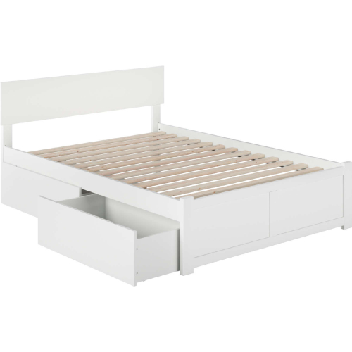 Orlando Full Bed with Flat Panel Footboard & 2 Urban Bed Drawers in White