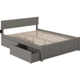 Orlando Queen Platform Bed with Flat Footboard & 2 Bed Drawers in Atlantic Grey