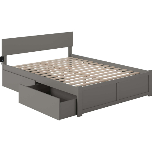 Orlando King Platform Bed with Flat Footboard & 2 Bed Drawers in Atlantic Grey