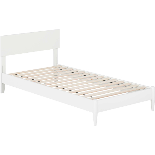 Aria Twin XL Low Profile Platform Bed with USB in White Finish Wood