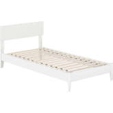Aria Twin XL Low Profile Platform Bed with USB in White Finish Wood