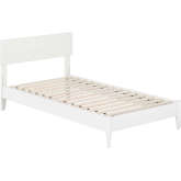 Aria Twin Low Profile Platform Bed with USB in White Finish Wood