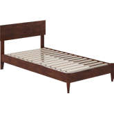 Aria Twin Low Profile Platform Bed with USB in Walnut Finish Wood