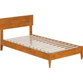 Aria Twin Low Profile Platform Bed with USB in Light Toffee Finish Wood