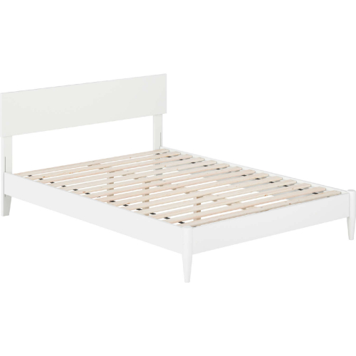 Aria Full Low Profile Platform Bed with USB in White Finish Wood