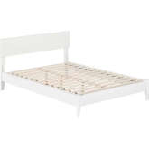 Aria Full Low Profile Platform Bed with USB in White Finish Wood