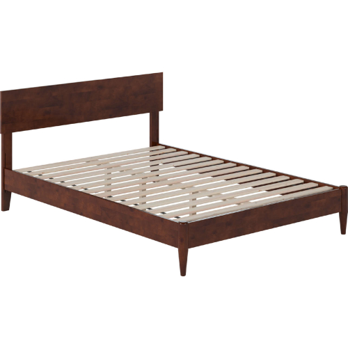 Aria Full Low Profile Platform Bed with USB in Walnut Finish Wood