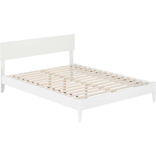 Aria Queen Low Profile Platform Bed with USB in White Finish Wood