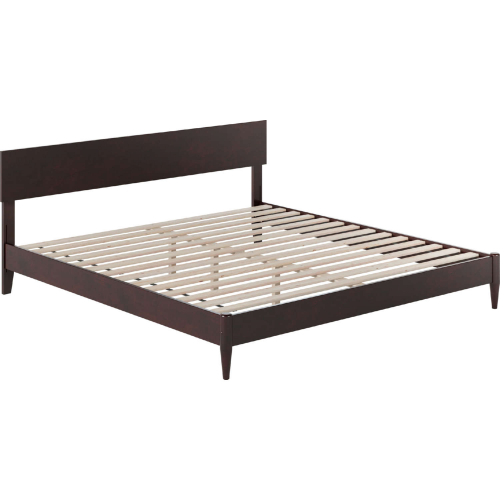 Aria King Low Profile Platform Bed with USB in Espresso Finish Wood