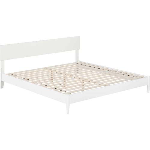 Aria King Low Profile Platform Bed with USB in White Finish Wood
