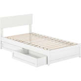 Wesley Twin Platform Bed with Panel Footboard, Drawers & Charging in White