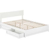 Wesley Queen Platform Bed with Panel Footboard, Drawers & Charging in White