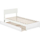 Wesley Twin XL Platform Bed with Panel Footboard, Twin XL Trundle & Charging in White