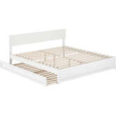 Wesley King Platform Bed with Panel Footboard, Twin XL Trundle & Charging in White
