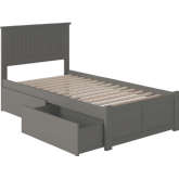 Nantucket Twin XL Platform Bed with Flat Footboard & 2 Urban Bed Drawers in Atlantic Grey