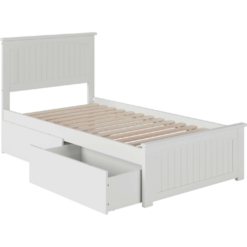 Nantucket Twin XL Bed with Matching Footboard & 2 Urban Bed Drawers in White