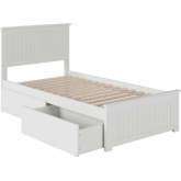 Nantucket Twin XL Bed with Matching Footboard & 2 Urban Bed Drawers in White