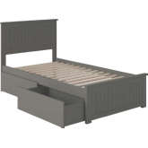 Nantucket Twin XL Bed with Matching Footboard & 2 Urban Bed Drawers in Atlantic Grey