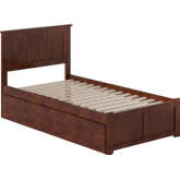 Nantucket Twin Platform Bed with Footboard, 2 Drawers & Charging in Walnut