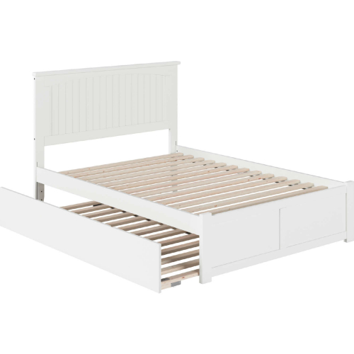 Nantucket Full Bed Flat Panel Footboard with Urban Trundle Bed in White