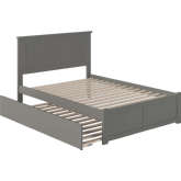Nantucket Full Platform Bed with Flat Footboard & Twin Trundle Bed Bed in Atlantic Grey