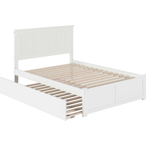Nantucket Full Platform Bed with Flat Panel Foot Board & Full Urban Trundle Bed in White