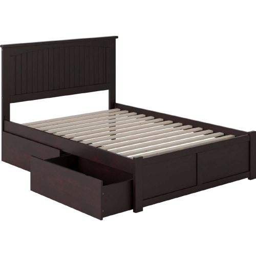 Nantucket Full Bed with Flat Panel Footboard & 2 Urban Bed Drawers in Espresso