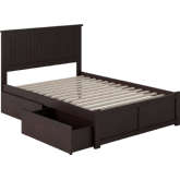 Nantucket Full Bed with Flat Panel Footboard & 2 Urban Bed Drawers in Espresso