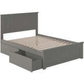 Nantucket Full Platform Bed with Matching Footboard & 2 Under Bed Drawers in Atlantic Grey