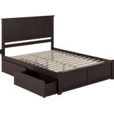 Nantucket Queen Bed with Flat Panel Footboard & 2 Urban Bed Drawers in Espresso